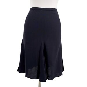 Vintage Emporio Armani Women’s Navy Split Seam Wool Skirt Size 8 Unlined